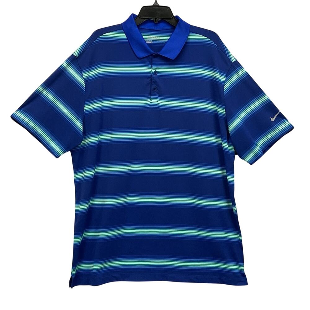 Nike Golf Polo Men's Size XXL Blue Striped Tour Performance Athleisure Vacation